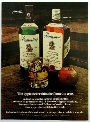 1980 ballantines scotch - ballantines, whisky